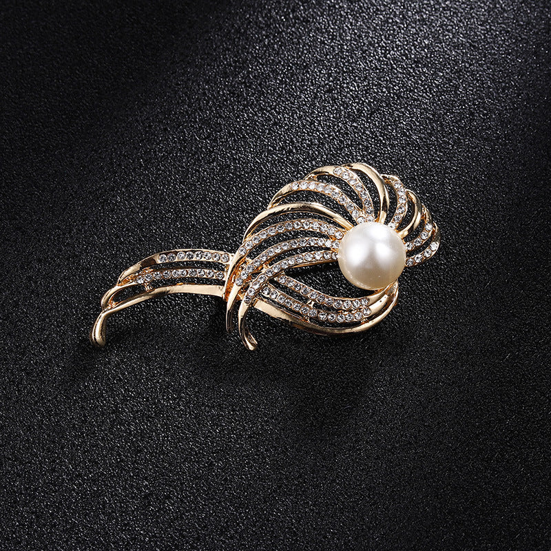 Spilla perla strass