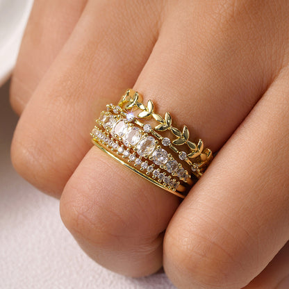 Anello zircone spiga geometrico