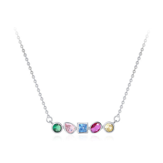 Collana quadrata zirconi arcobaleno