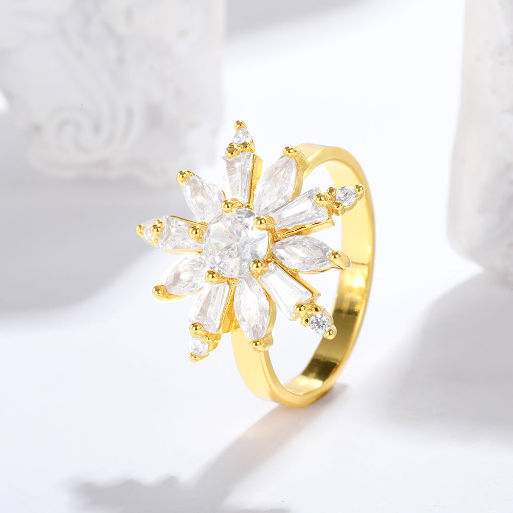 Anello fiore con zirconi
