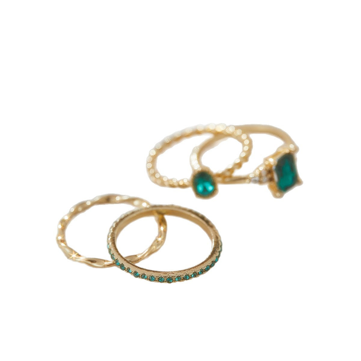 Set anelli diamanti a smeraldi
