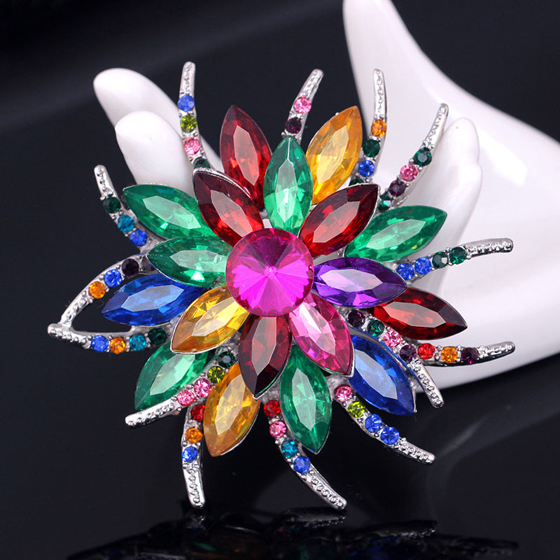 Spilla fiore cristallo vintage