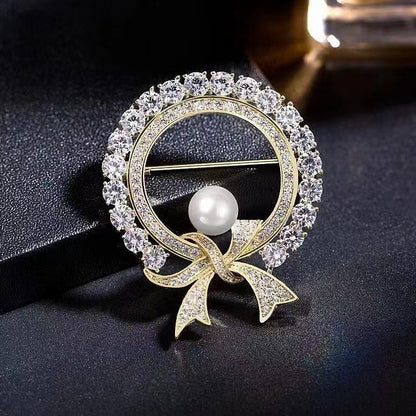 Spilla Fiocco Strass e Perla