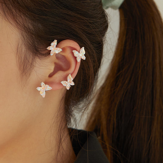 Orecchini clip farfalla paillettes