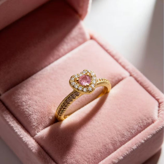 Anello cuore con zircone in rame