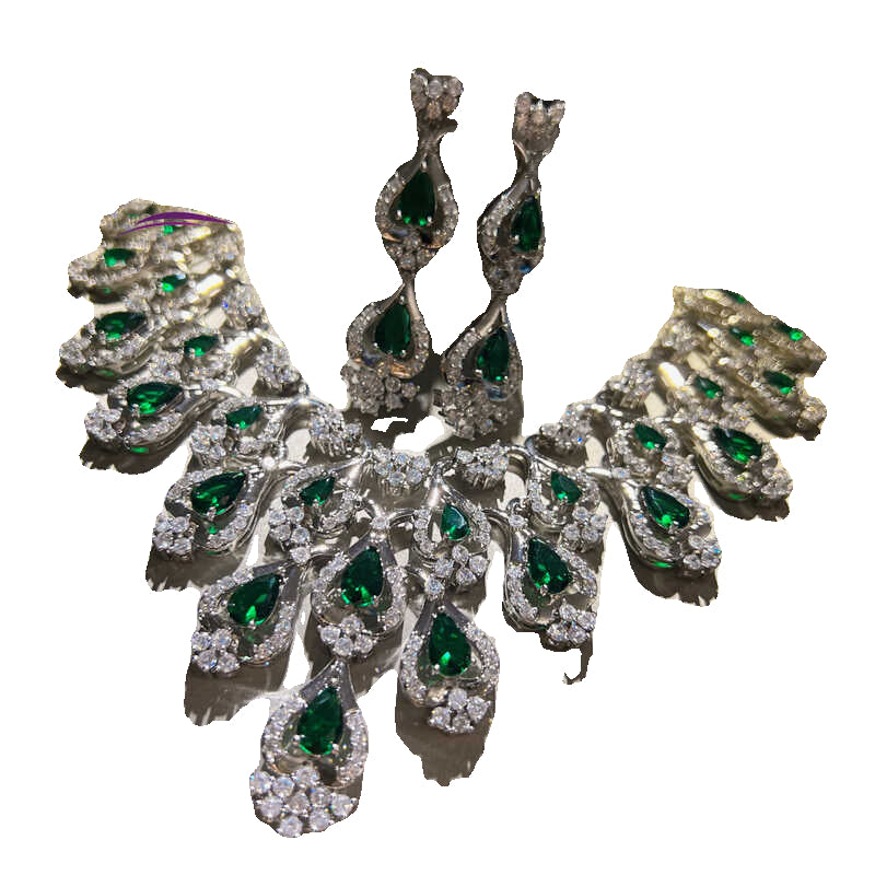 Set collana orecchini zirconi verdi