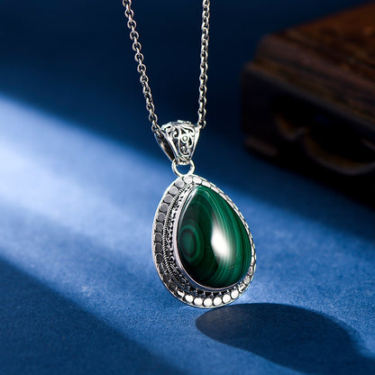 Collana argento ciondolo goccia verde
