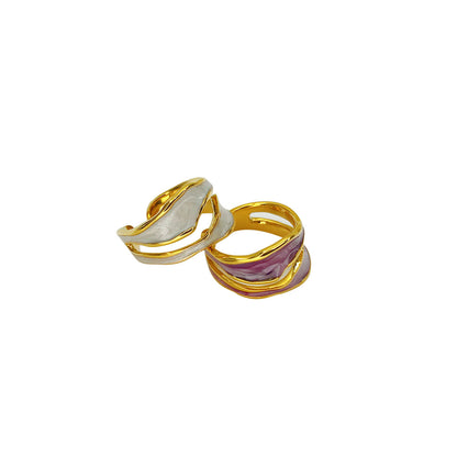 Anello smaltato placcato oro da donna