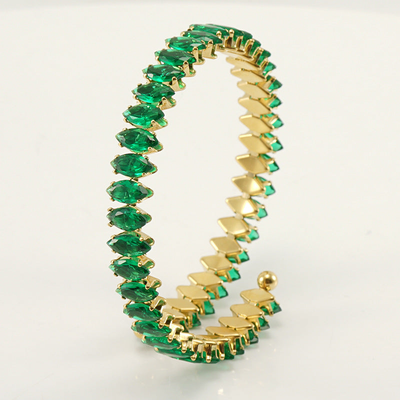 Braccialetto geometrico aperto con strass