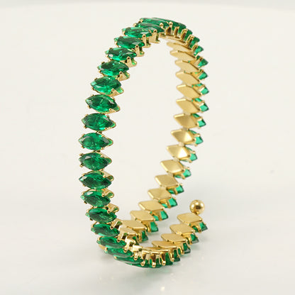 Braccialetto geometrico aperto con strass