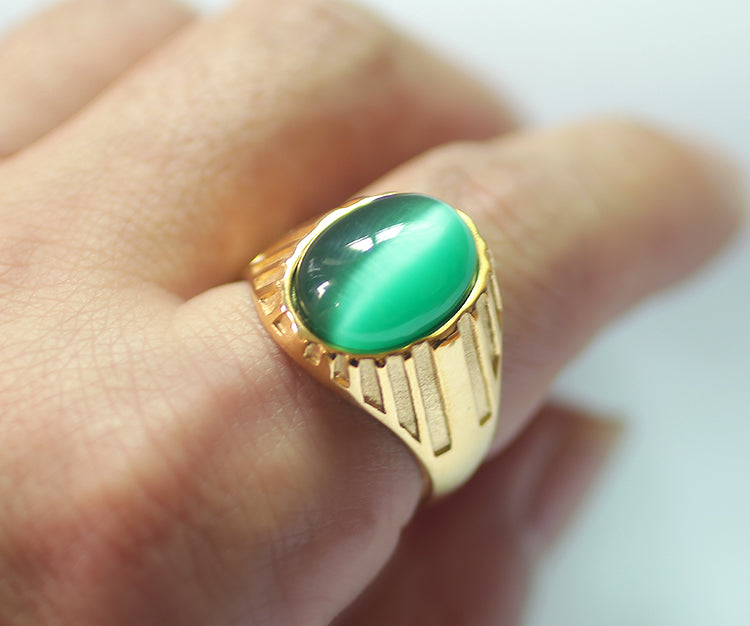 Anello opale verde da uomo