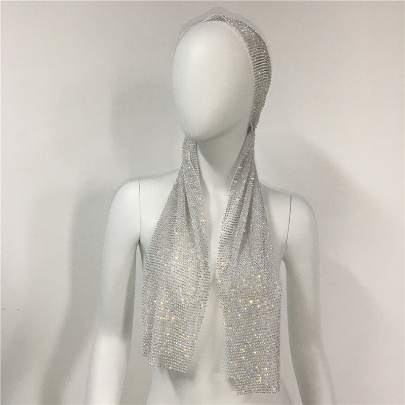 Fascia per capelli elastica con strass