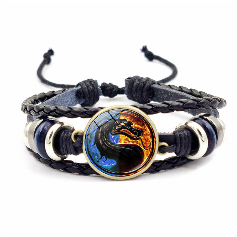 Bracciale pelle intrecciata vintage