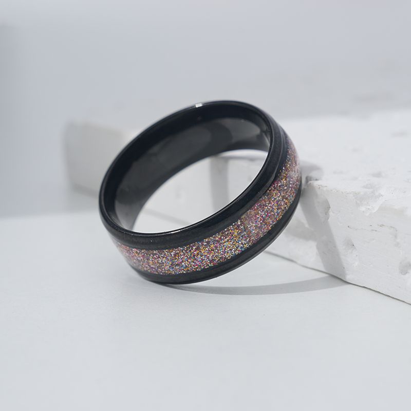 Anello acciaio con legno madreperla