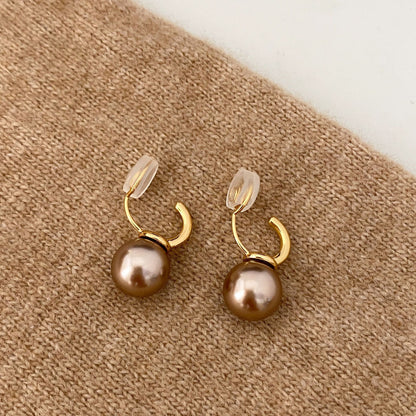 Orecchini perla clip champagne