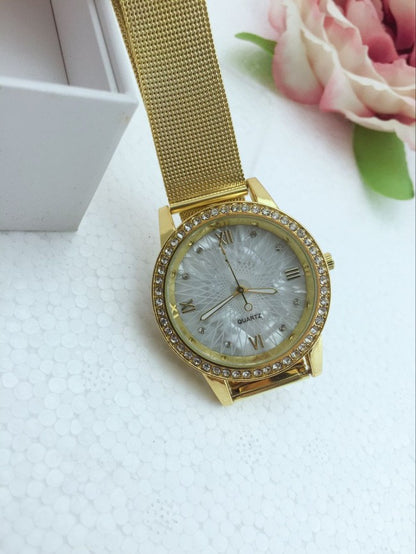 Orologio unisex cinturino rete dorata
