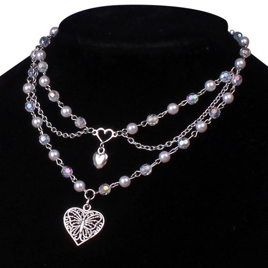 Collana choker farfalla e cuore