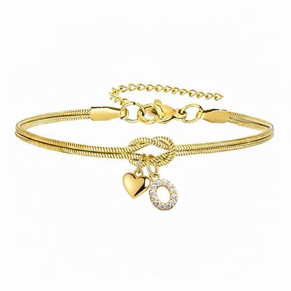 Bracciale Pendente Cuore con Lettere