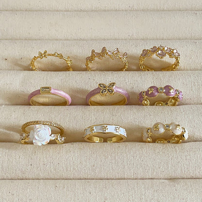 Anello farfalla e fiore viola
