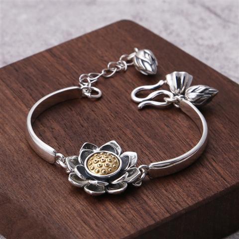 Braccialetto loto argento 925 da donna