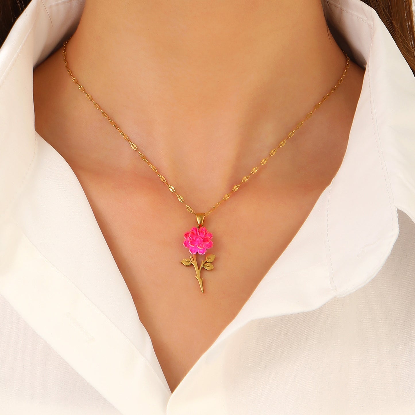 Collana rosa titanio