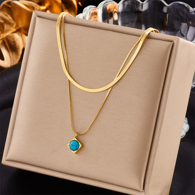 Collana doppio pendente quadrato