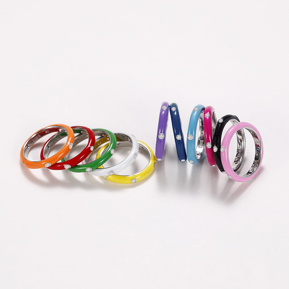 Anello smaltato iridescente
