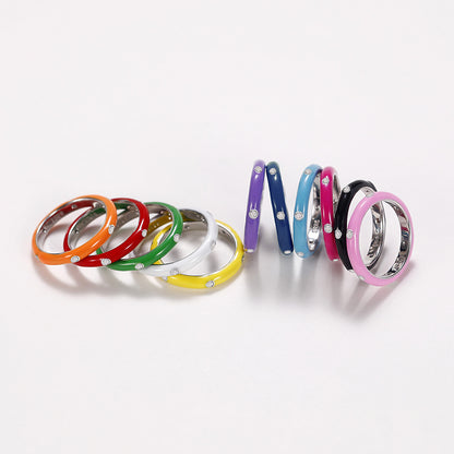 Anello smaltato iridescente