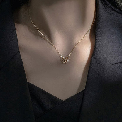 Collana farfalla bicolore placcata