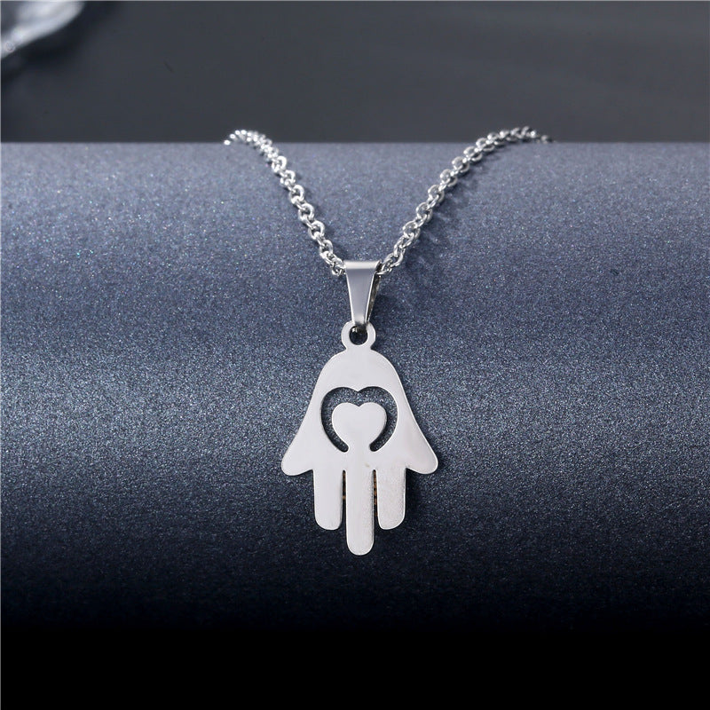 Collana geometrica traforata in acciaio inossidabile