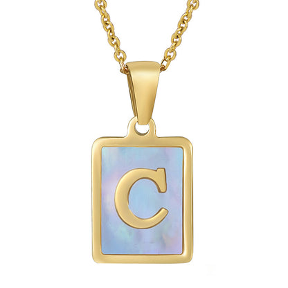 Collana titanio con lettera e conchiglia