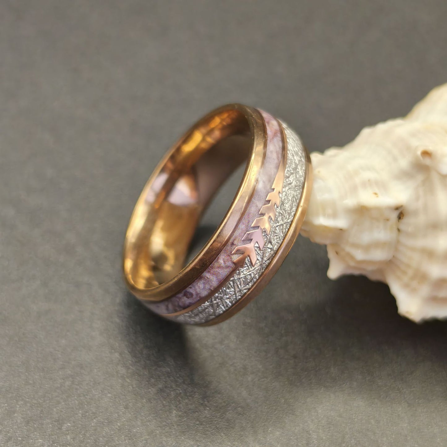 Anello marmo argento scanalato