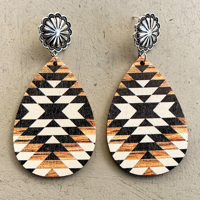 Orecchini legno geometrici da donna