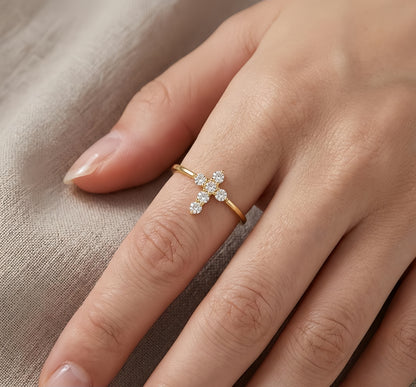 Anello croce argento oro