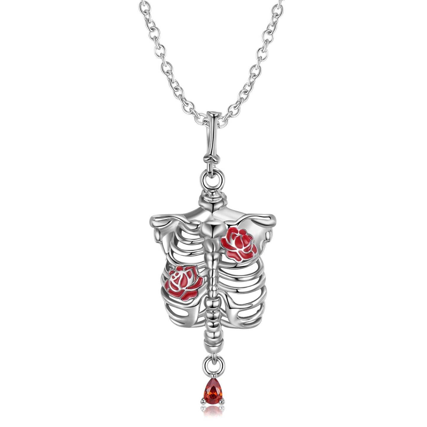 Collana teschio rosa argento