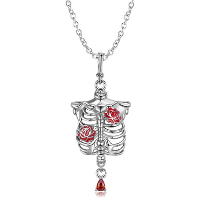 Collana teschio rosa argento