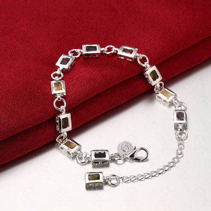 Bracciale argento zircone plaid