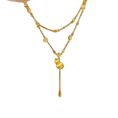 Collana Doppio Filo Fiori e Nappine