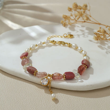 Braccialetto perle d'acqua dolce con zirconi