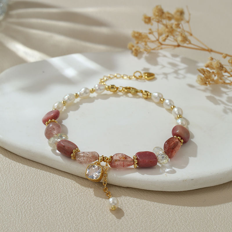 Braccialetto perle d'acqua dolce con zirconi