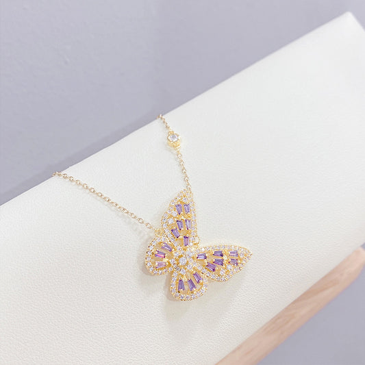 Collana farfalla zircone micropavé