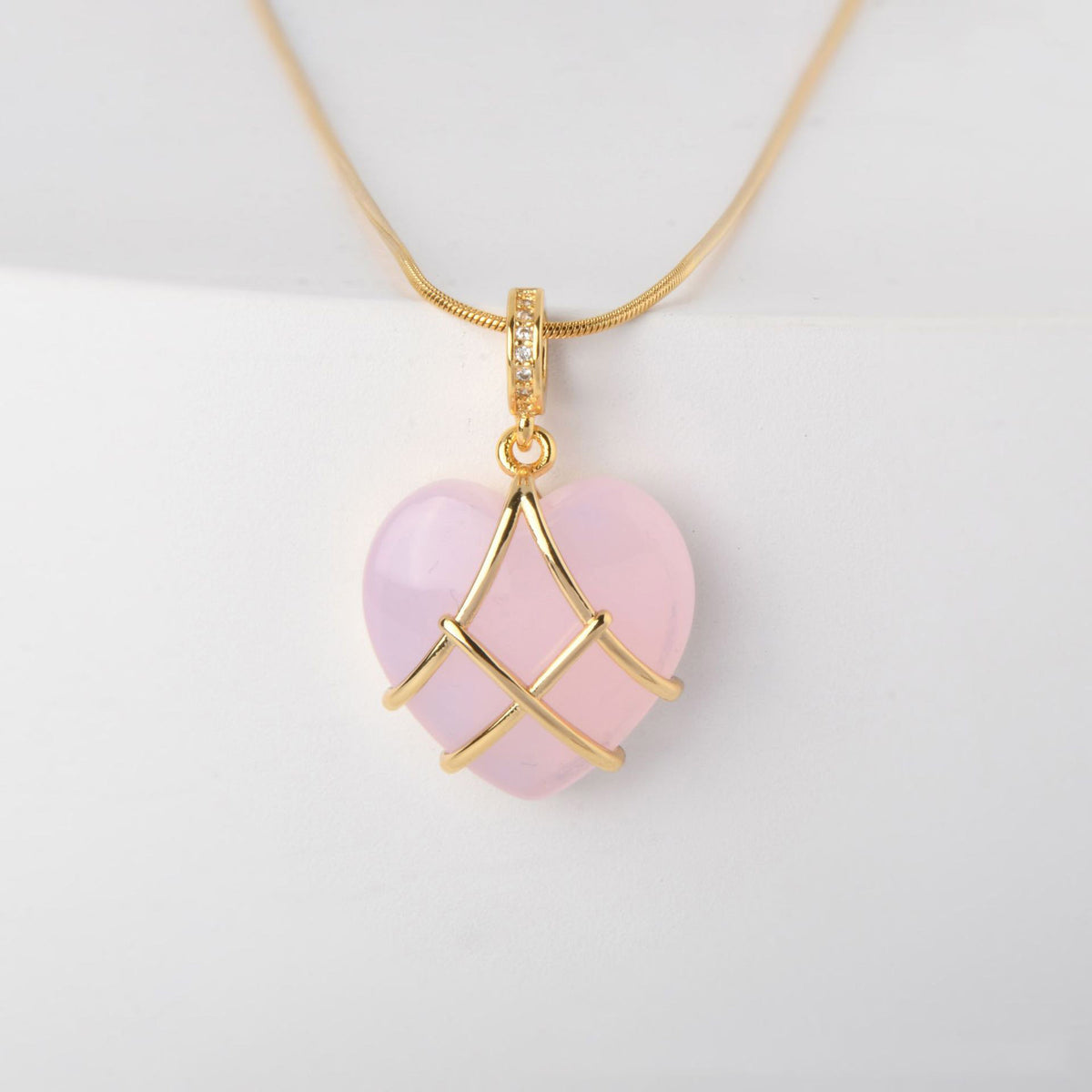 Collana cuore zircone acciaio titanio