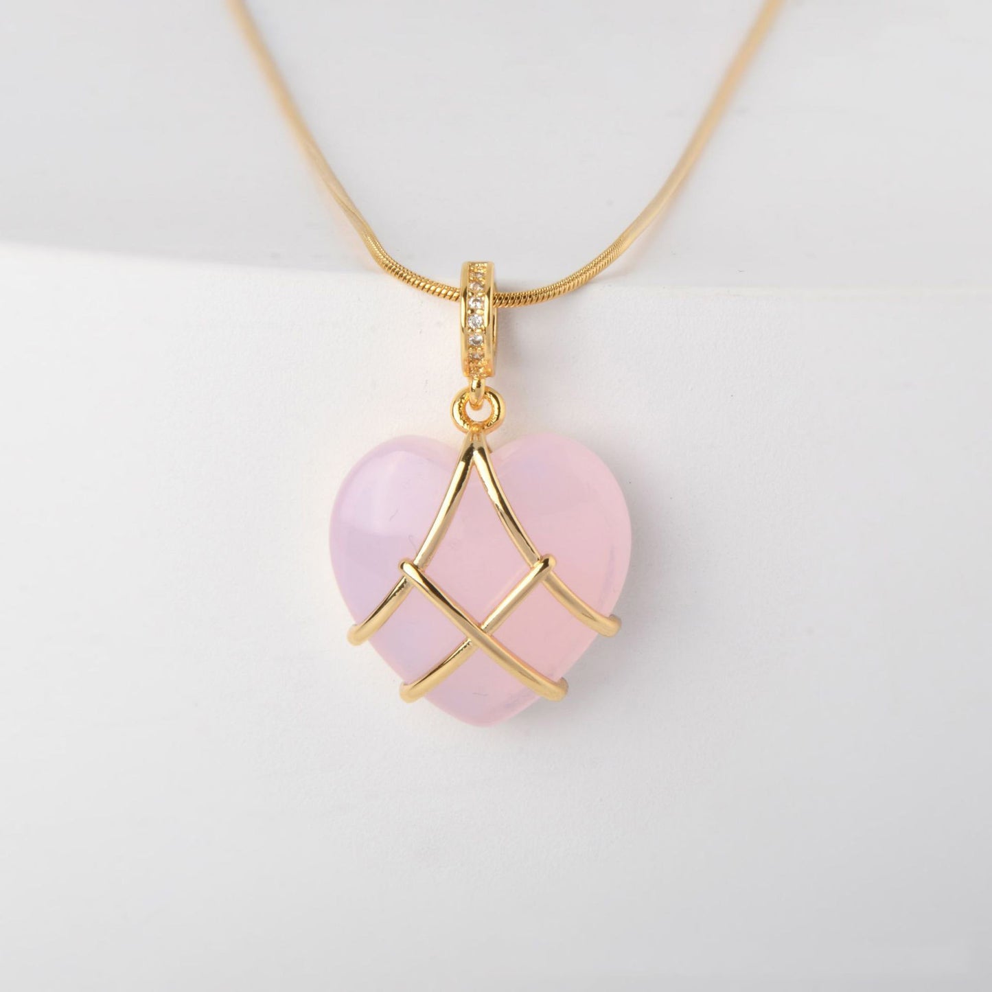 Collana cuore zircone acciaio titanio
