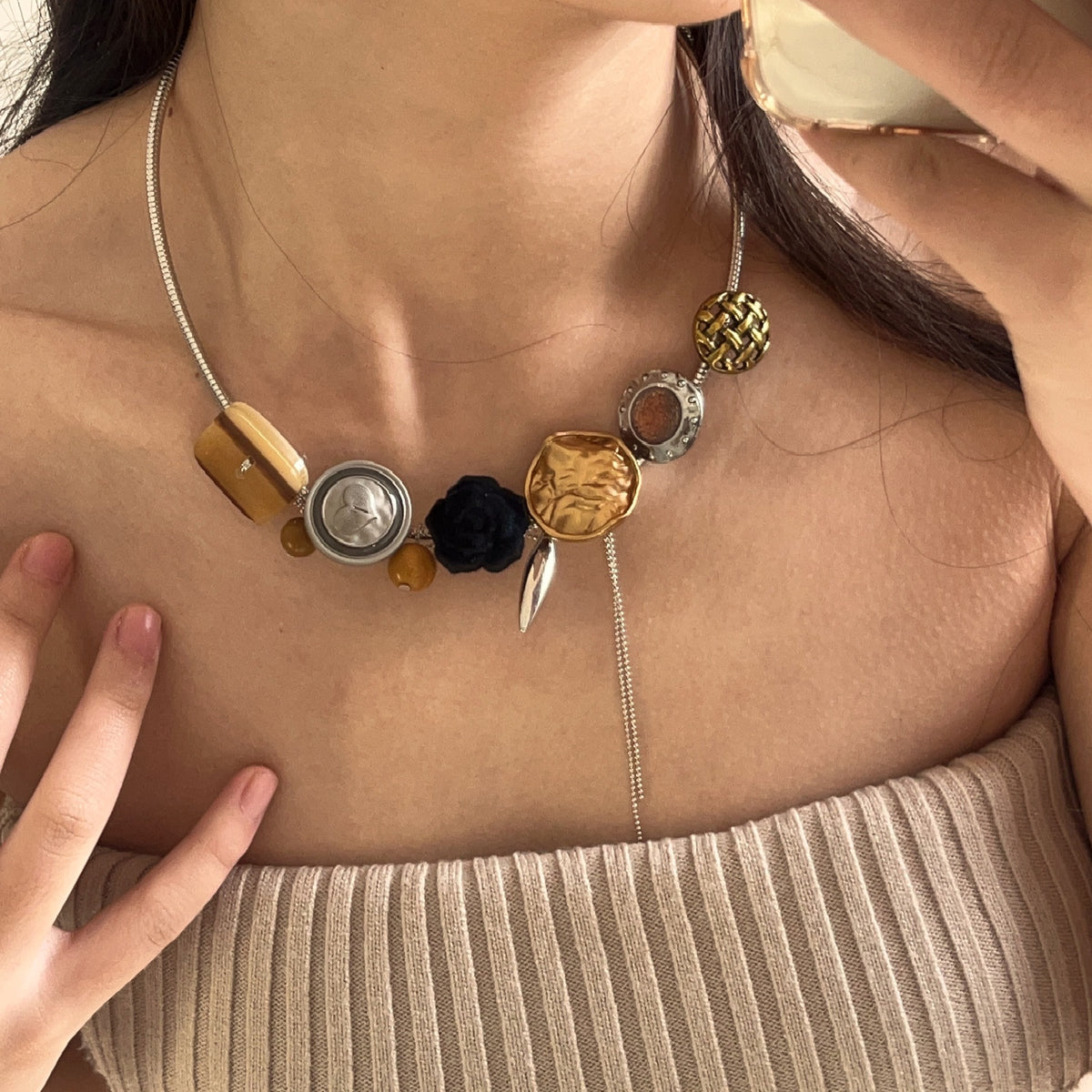 Collana intrecciata cuore vintage