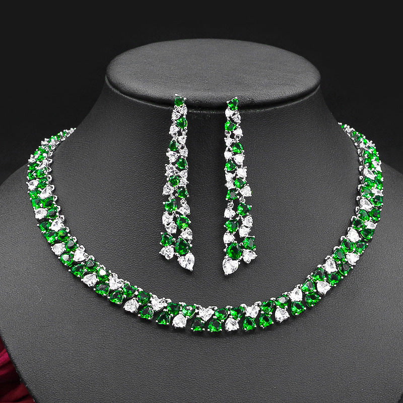 Set catena clavicolare e orecchini zircone