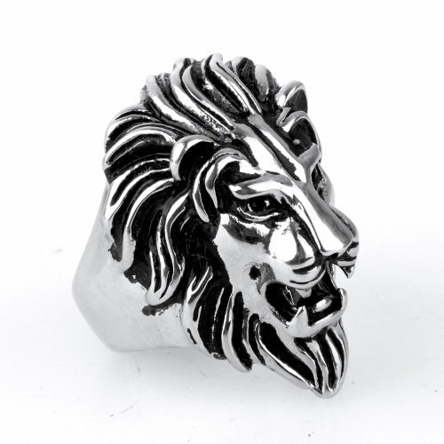 Anello testa di leone punk da uomo