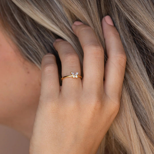 Anello farfalla con zirconi