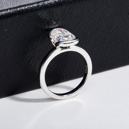 Anello argento moissanite ovale da donna