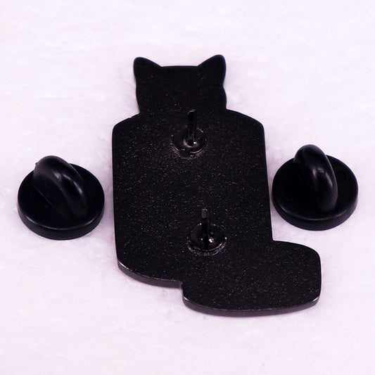 Spilla gatto nero con bottiglietta
