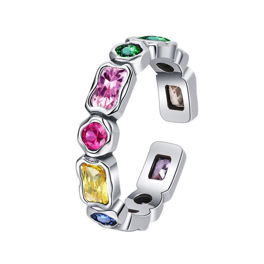 Anello argento geometrico bicolore